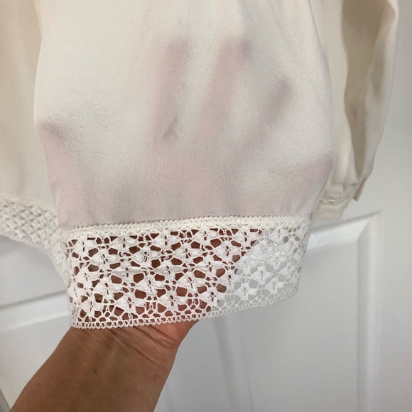 Rebecca Taylor Silk Lace Panel Blouse Size 8 - Picture 6 of 8